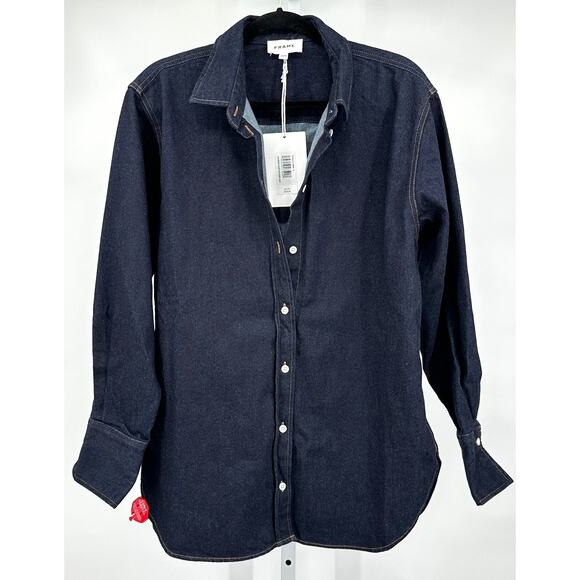 Frame Cashmere Denim Oversized Shirt Medium - Picture 3 of 11